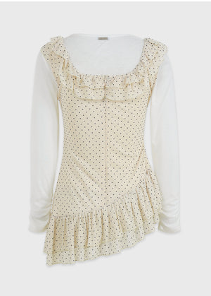 Sola Dot Frill Sleeveless-T-shirt Setup