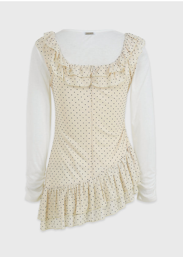 Sola Dot Frill Sleeveless-T-shirt Setup