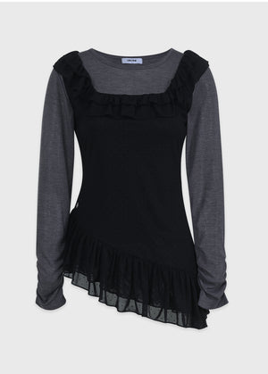 Sola Dot Frill Sleeveless-T-shirt Setup