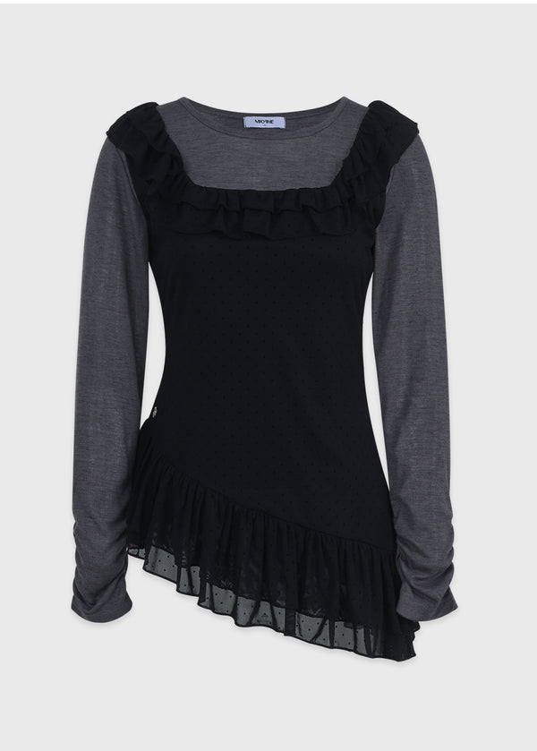 Sola Dot Frill Sleeveless-T-shirt Setup