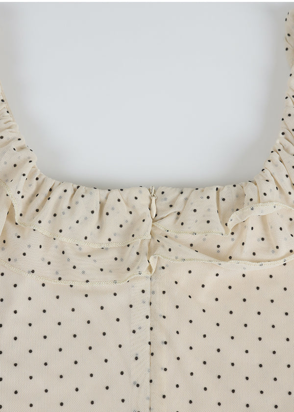 Sola Dot Frill Sleeveless-T-shirt Setup
