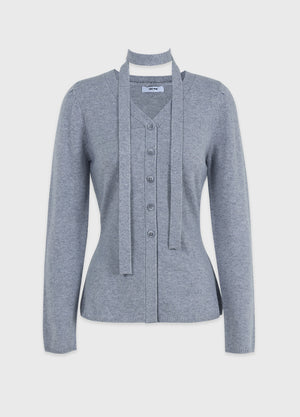 Thea Angora Wool Tie Set Pintuck Knit