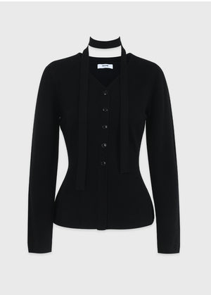 Thea Angora Wool Tie Set Pintuck Knit