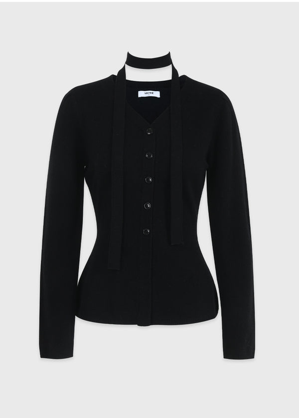 Thea Angora Wool Tie Set Pintuck Knit