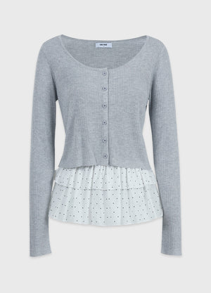 Vanessa Cardigan-Dot Tiered Skirt Sleeveless Setup