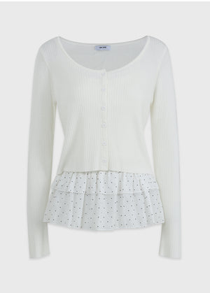 Vanessa Cardigan-Dot Tiered Skirt Sleeveless Setup
