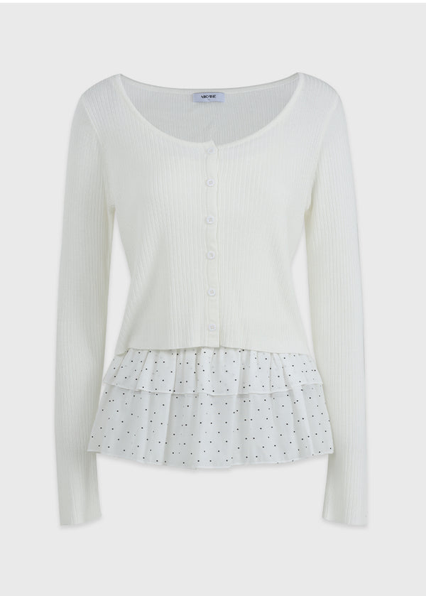 Vanessa Cardigan-Dot Tiered Skirt Sleeveless Setup