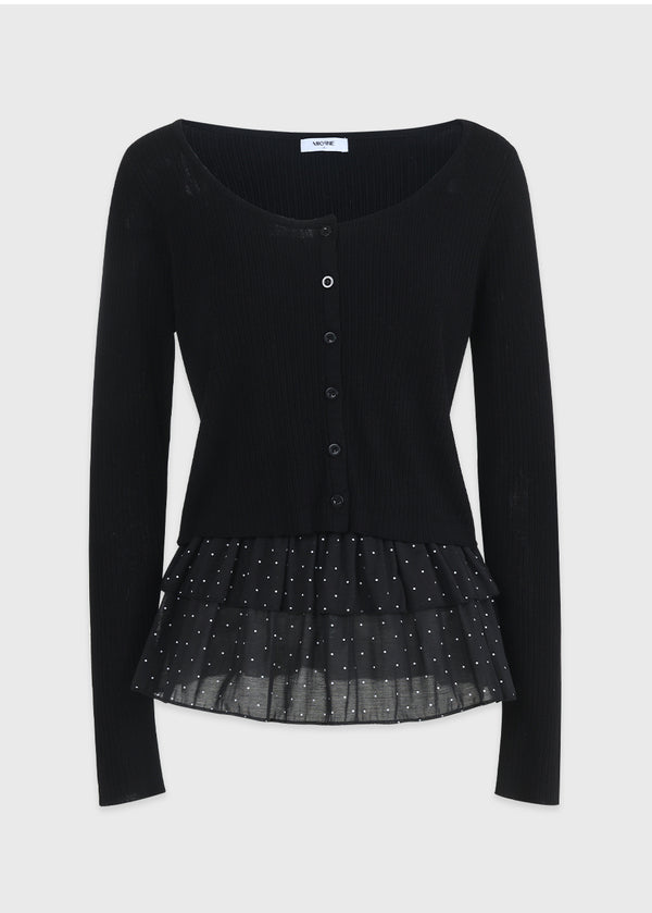 Vanessa Cardigan-Dot Tiered Skirt Sleeveless Setup