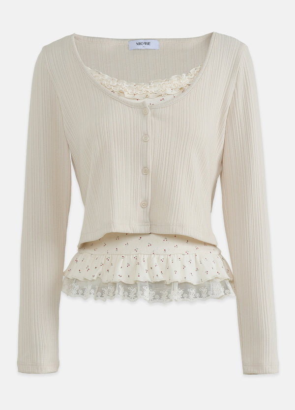Veya Cardigan-Frill Sleeveless Setup