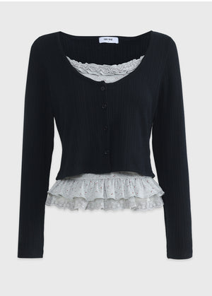 Veya Cardigan-Frill Sleeveless Setup