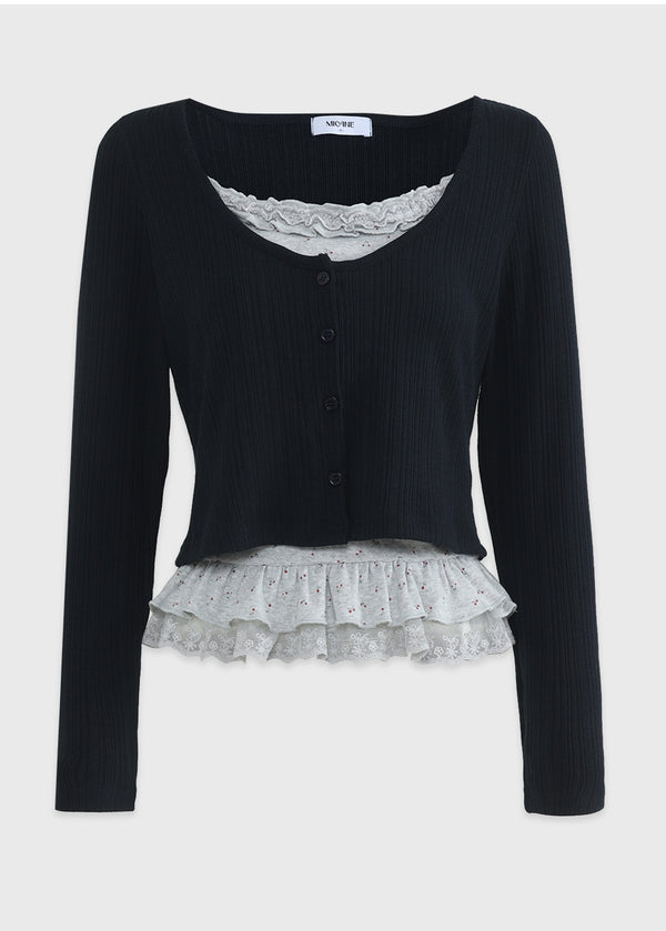 Veya Cardigan-Frill Sleeveless Setup