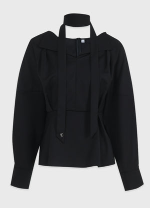 Vysha Open Collar Peplum Blouse