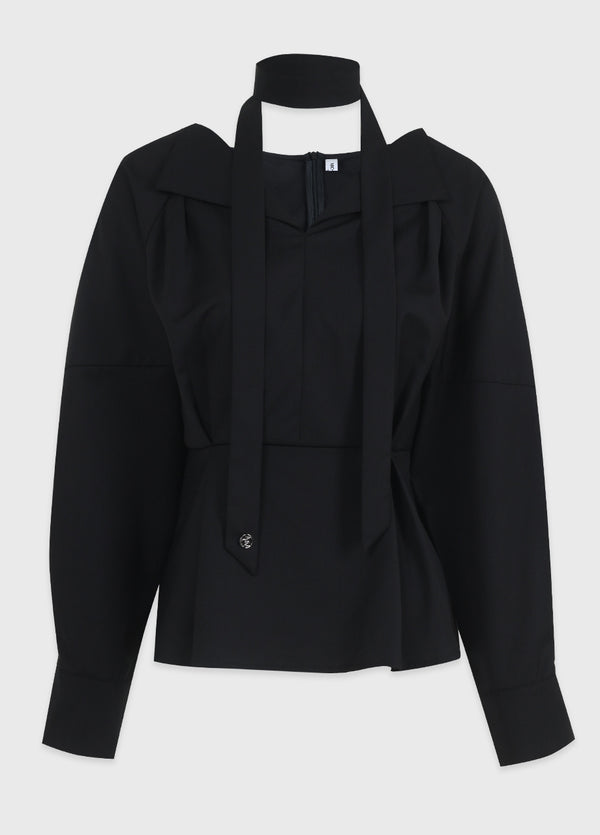 Vysha Open Collar Peplum Blouse